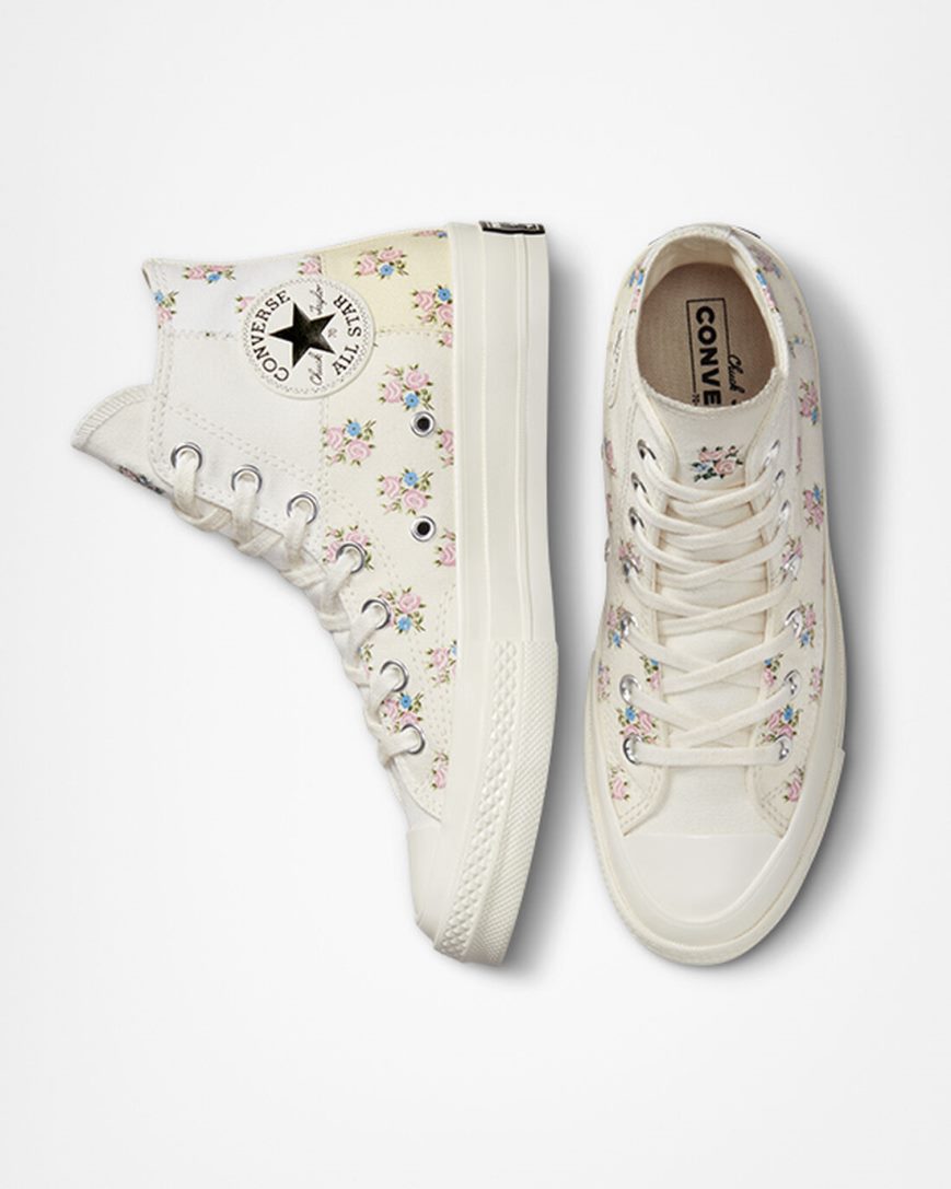 Tenisky Vysoke Converse Chuck 70 Patchwork Floral Damske Béžové Biele | SK E11BIF6